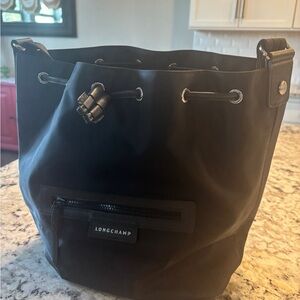 Longchamp Black nylon bucket bag